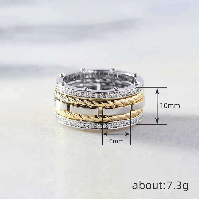 925 Sterling Silver Hip Hop Finger Rings for MenWomen Two Tone Twist Design Punk Couple Rings Lovers Wedding JewelryXJ251031