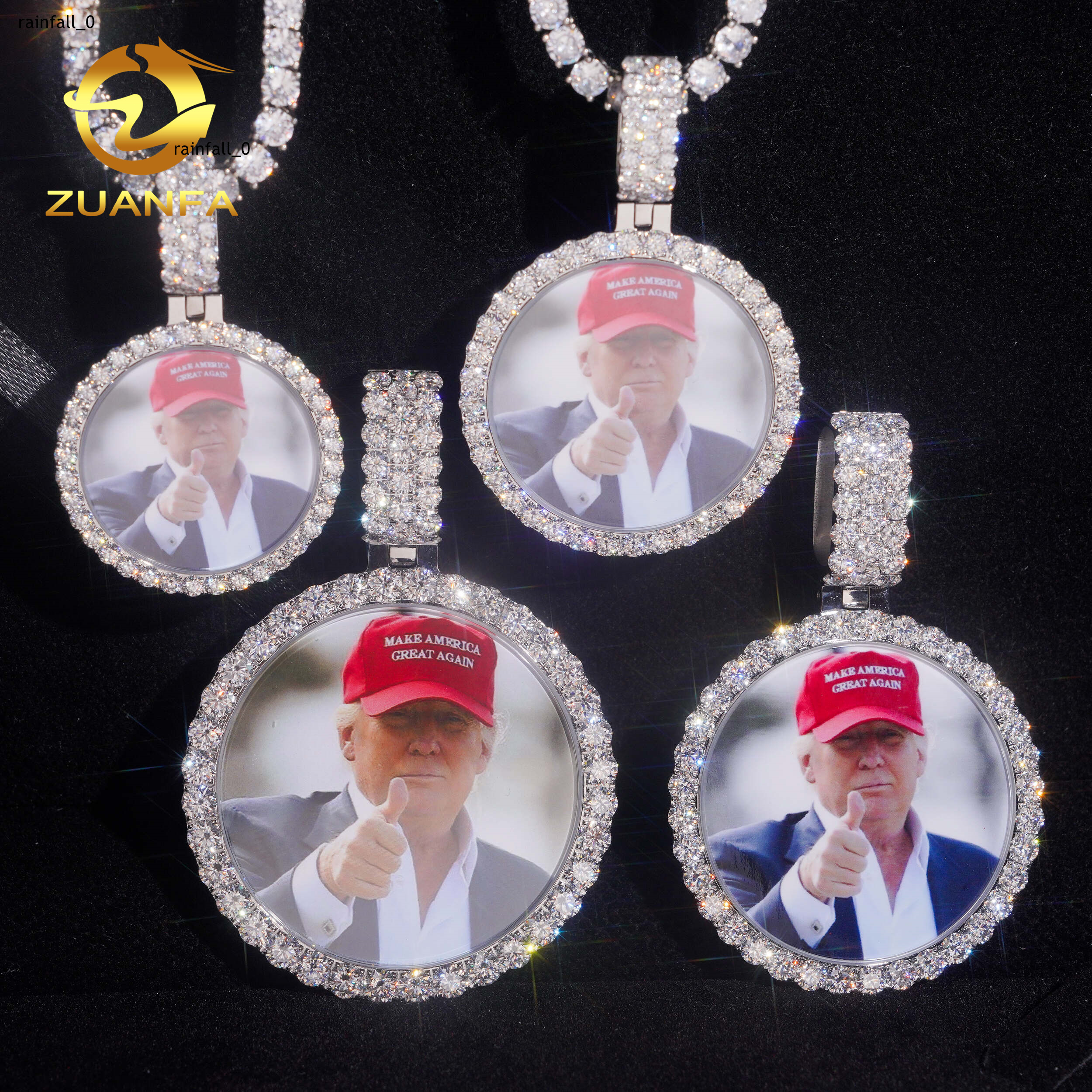 Iced Out Pendant Photo 316L Stainless Steel Moissanite Hip Hop Memory Pendant Charm Pass Tester Waterproof Scratch Resistant