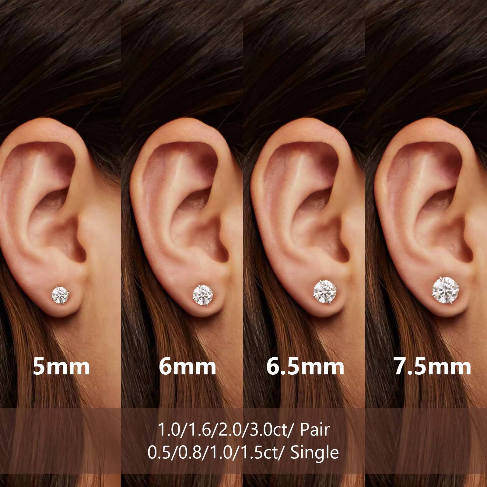 Classic Mossanite Diamond Ear Stud 38mm 1ct 2ct 14K Gold Plated 925 Sterling Silver VVS GRA Moissanite Earring for Women Men