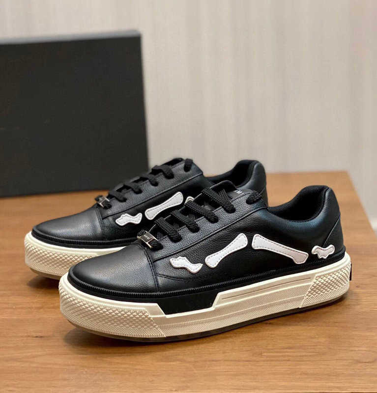 Skel Top Low Men Sneakers Shoes Platform Trainers White Black Leather Rubber Sole Women Party Wedding Comfort Skateboard Walking Eu38-45 with