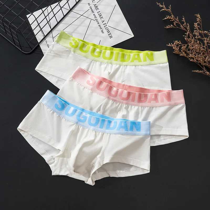SUGOIDAN trendy men fashion lowrise panties sexy Uconvex cotton boxers slim fit sports breathable boxersT251031