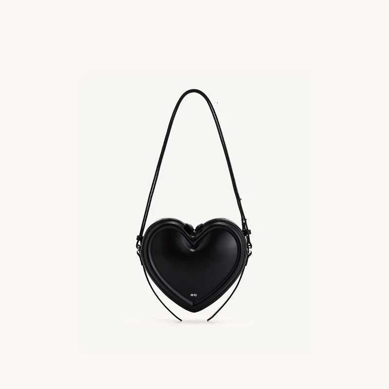 Womens commuter heartshaped crossbody bag niche design threedimensional heart genuine leather singleshoulder crossbody bagW251031