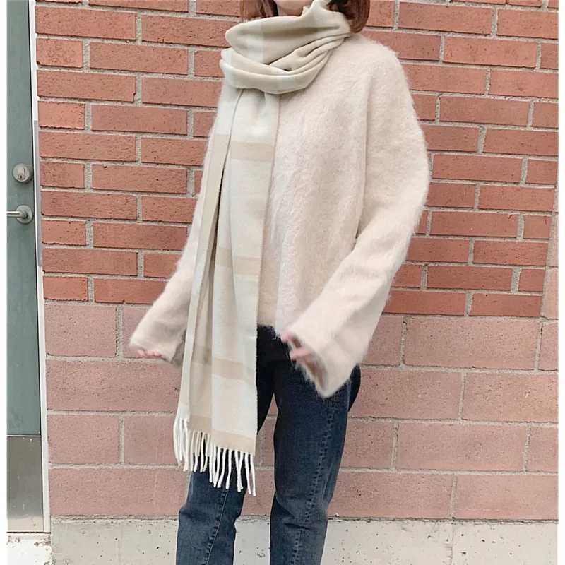 Winter Scarf Wool Scarf For Women Long Warm Cashmere Scarves Solid Color Scarf Mens and Womens Warm and Cold proof Scarf C251031