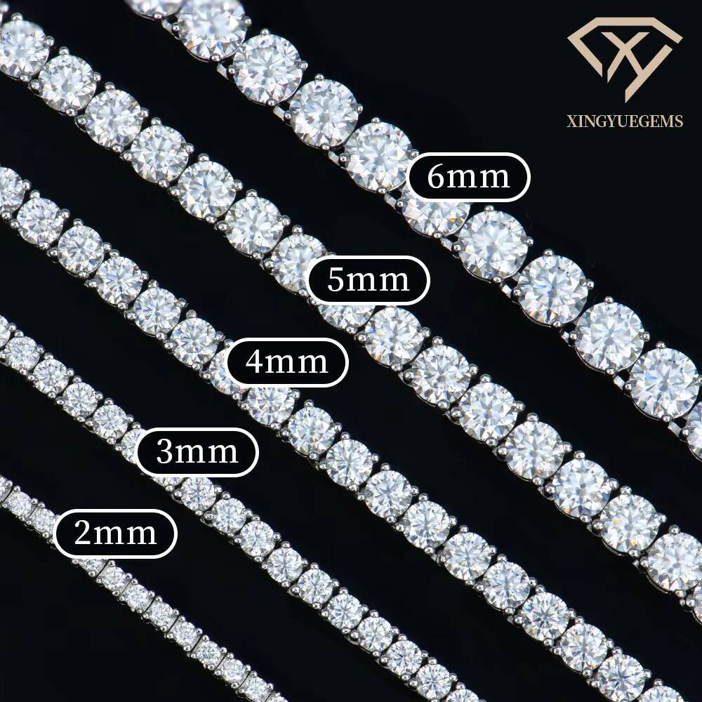 Custom Gra Jewelry 925 Sterling Silver Vvs Tennis Ice Out Lab Grown Diamond Mossanite Moissanite Necklace Chain for Women Men