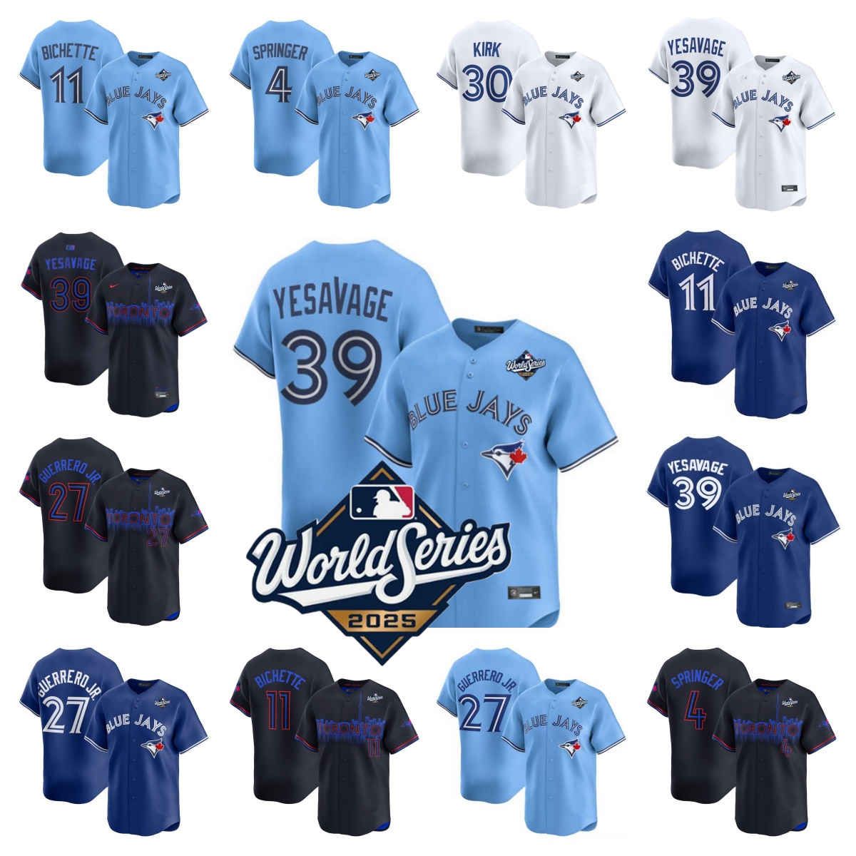 MLB Jersey Torontos 2025 World Series Blue Jays Baseball Joe Carter 27 Vladimir Guerrero Jr. Bo Bichette George Springer Alejandro Kirk Kevin Gausman 39 Trey Yesavage