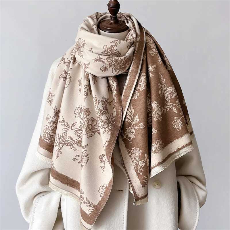 Winter Warm Shawl Elegant Floral Cashmere Scarf Women Thick Blanket Wrap Bufanda Tassel Female Long Foulard 2024 C251031