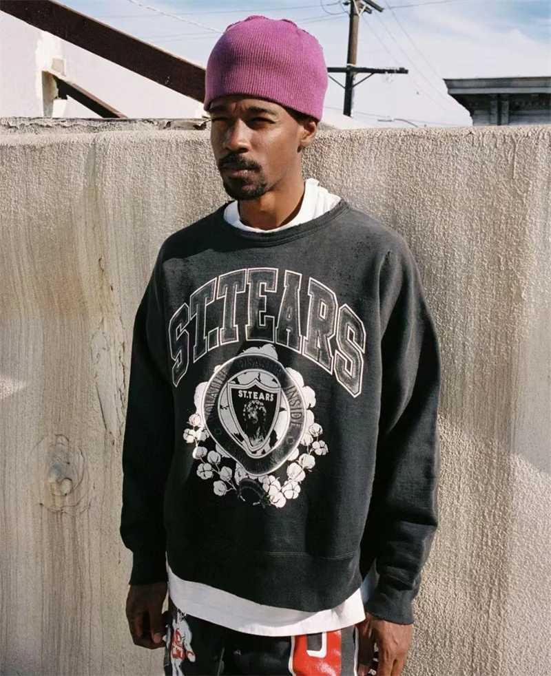 25SS SAINT Hoodies High Street Jesus Print Casual Wash Crewneck Sweatshirt For Men Women Oversize Cotton Unisex Versatile J251203