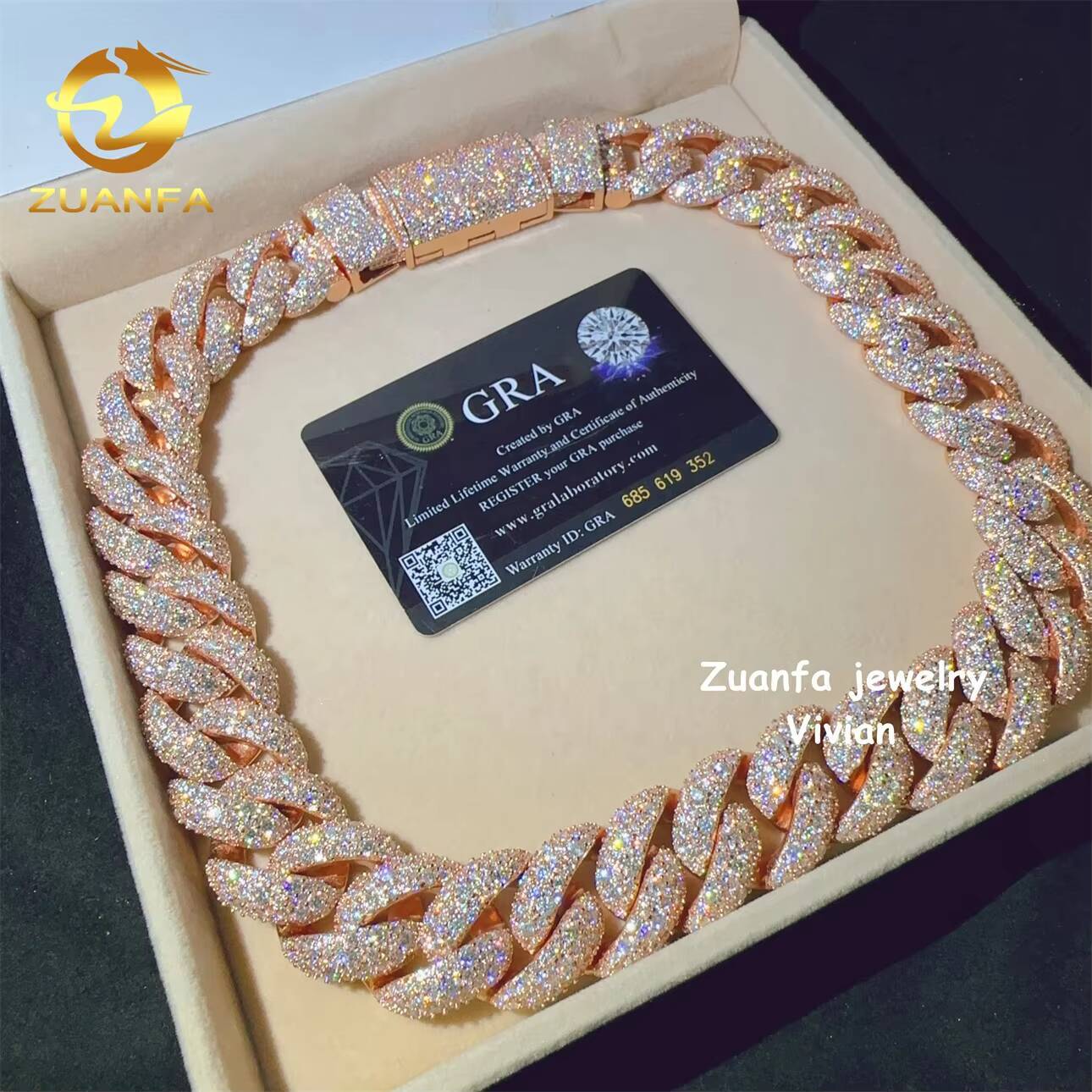 Luxury 23mm VVS Moissanite Diamond Hip Hop Fine Jewelry Miami Cuban Link Chain Miossanite Iced Out Necklace