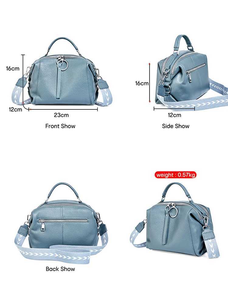 Zency Elegant Genuine Leather Handbag Women Shoulder Bag Large Capacity Simple Medium Tote Bag Crossbody Bag With Two Straps W251031