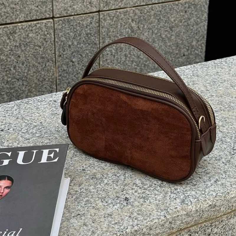 Russian Womens Genuine Suede Cowhide Leather Shoulder Bag Soft Cow Versatile Ladies Crossbody Bag Trendy Luxury Female Designer W251031