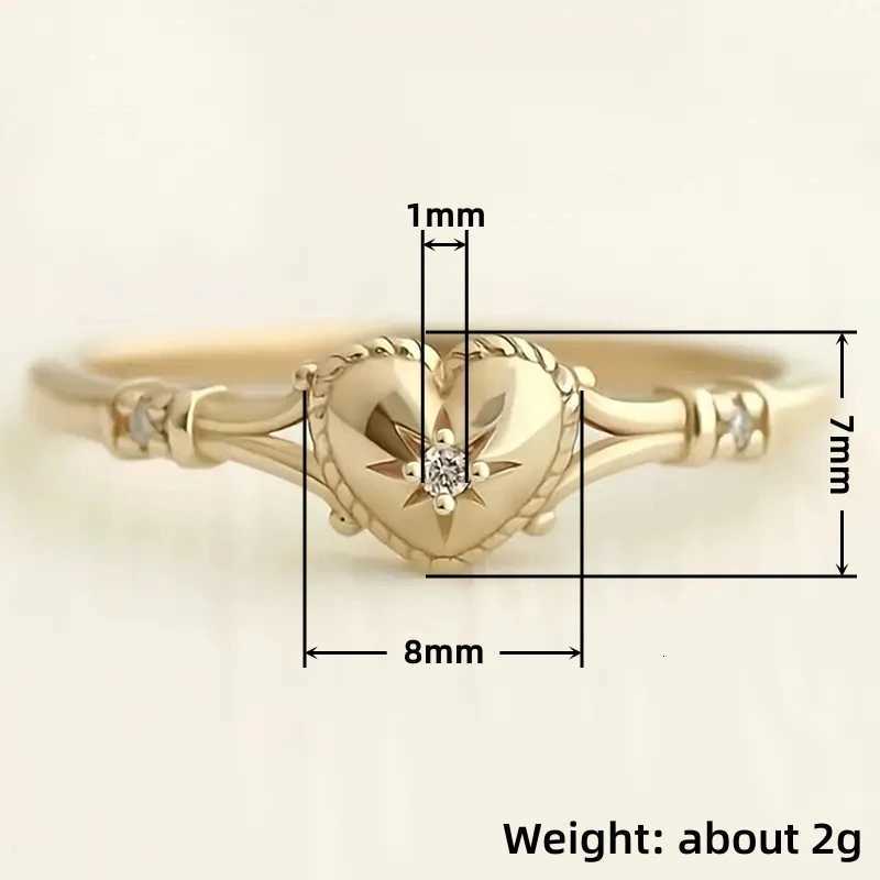 Huitan Gold Color Heart Rings with Shiny Cubic Zirconia for Women Delicate Wedding Band Accessories Trendy Engagement JewelryXJ251031