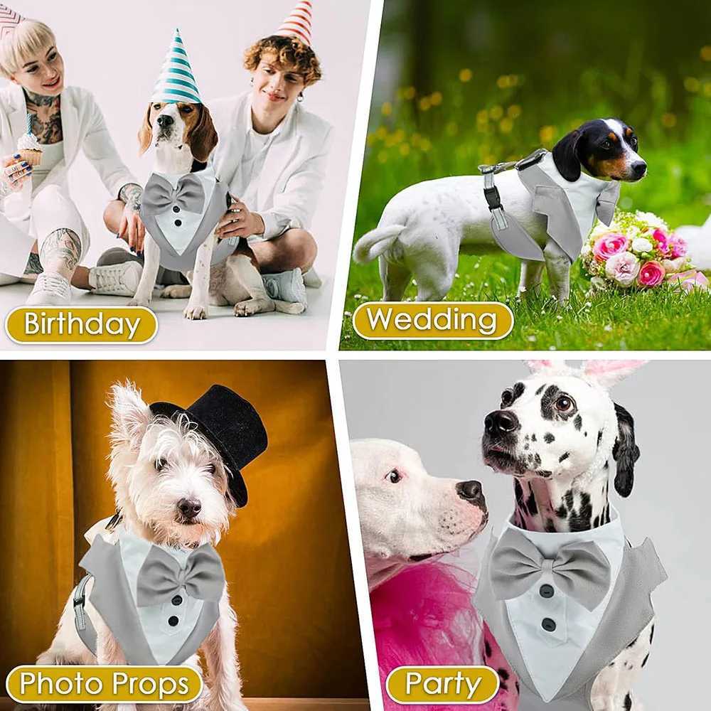 Halloween Christmas Dog Vest Tuxedo Harness Adjustable Tuxedo with Bow Tie for Male Dogs Wedding Party Suit Pet Costume Outfits C251031