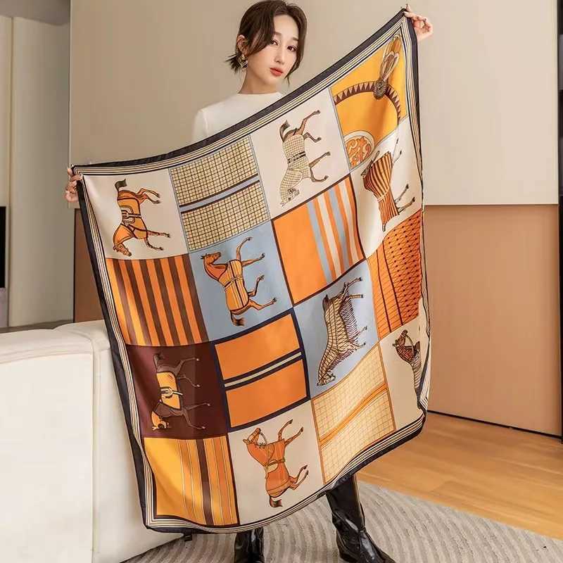 Luxury Silk Shawl Square Scarf for Women Satin Fashion Wraps Neckerchief Female Hair Bands Ribbon Headband Bandana pareo C251031