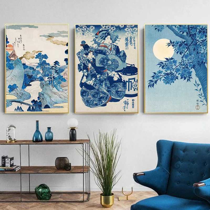 Japanese Katsushika Hokusai Exhibition Posters and Prints Canvas Painting Wall Art Blue Waves Picture for Living Room Home Decor C251031