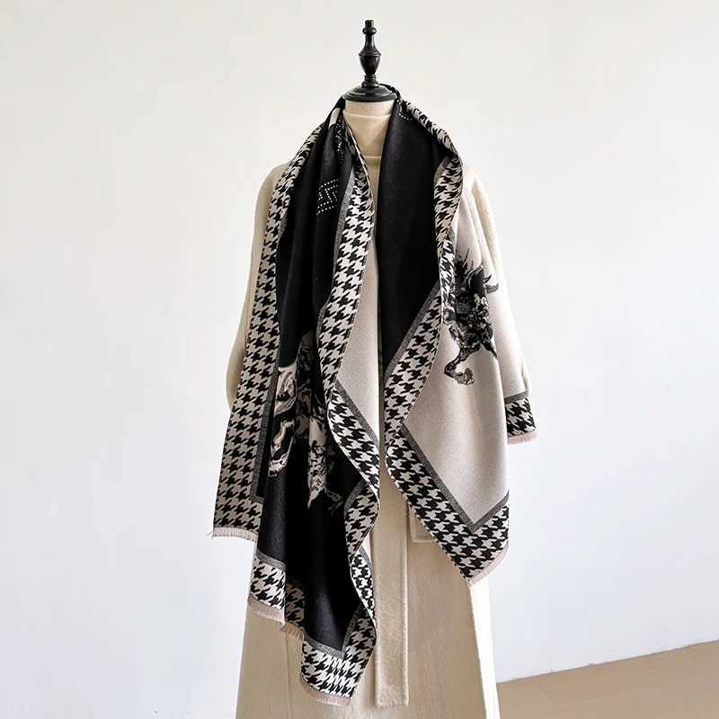 Elegant Floral Jacquard Shawl for Women Winter Thick Warm Tassel Design DoubleSided Coldproof Windproof Blanket C251031
