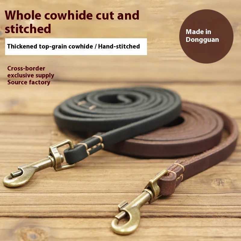 2025 New Top Grain Leather Dog Leash Genuine Cowhide Traction Rope Durable Pet Tether for Small to Medium Sized Pets C251031