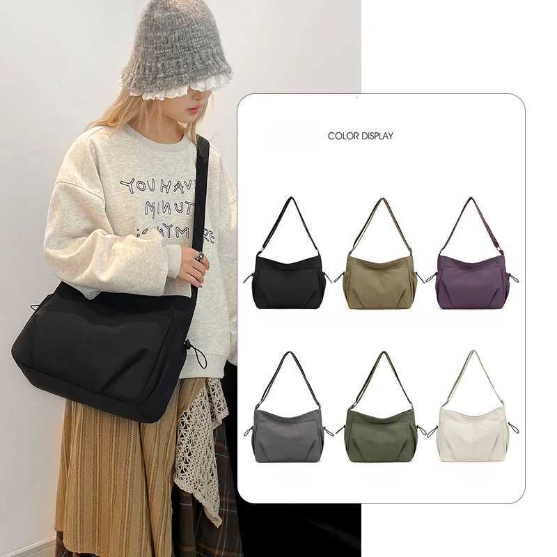 Simple Waterproof Nylon Women Crossbody Bags Large Capacity Lightweight Ladies Shoulder Bag Solid Color Multipocket Female Tote W251031