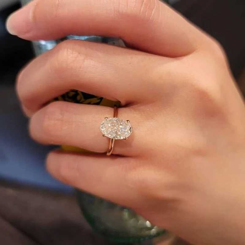 Oval Cut 925 Sterling Silver 13ct Moissanite Engagement Solitaire Ring for Woman Gold Plated Anniversary Gifts with CertificateXJ251031