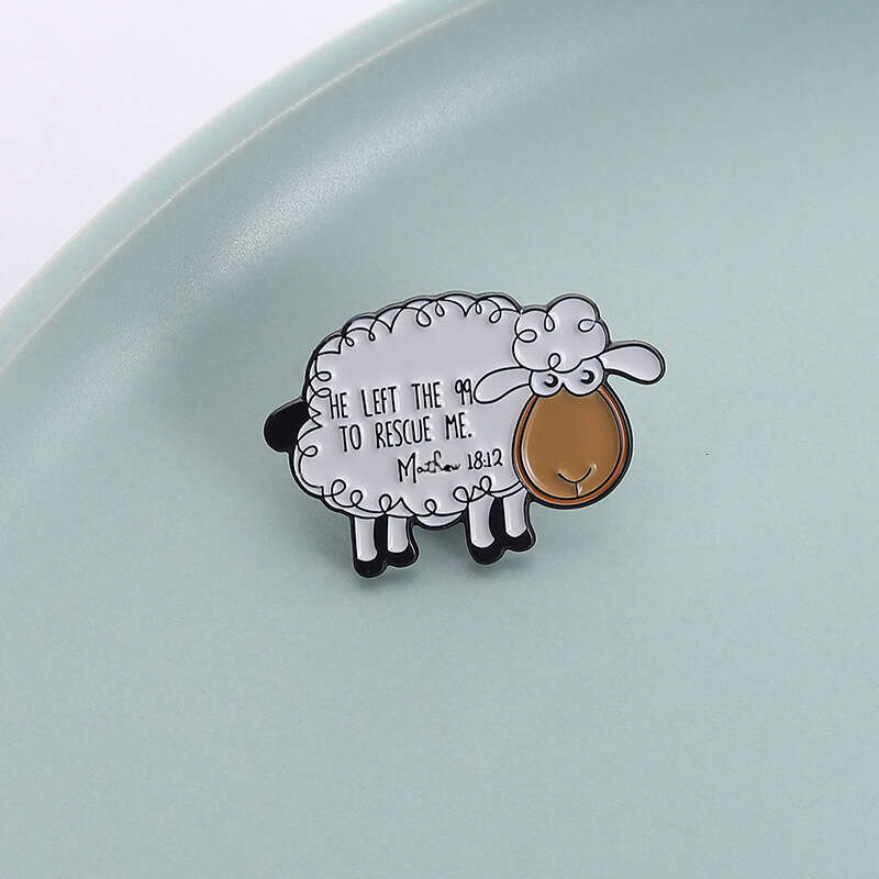 Cartoon Animal Cute Sheep Quote Metal Creative Jewelry Medal Clothing Brooch English Accessories