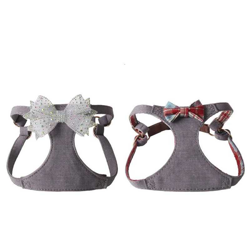 New Crystal Bow Dog Harness Set for Small and Medium Dogs Teddy Bichon Vest DoubleHeaded Leash Pet Supplies Puppy Accessories C251031