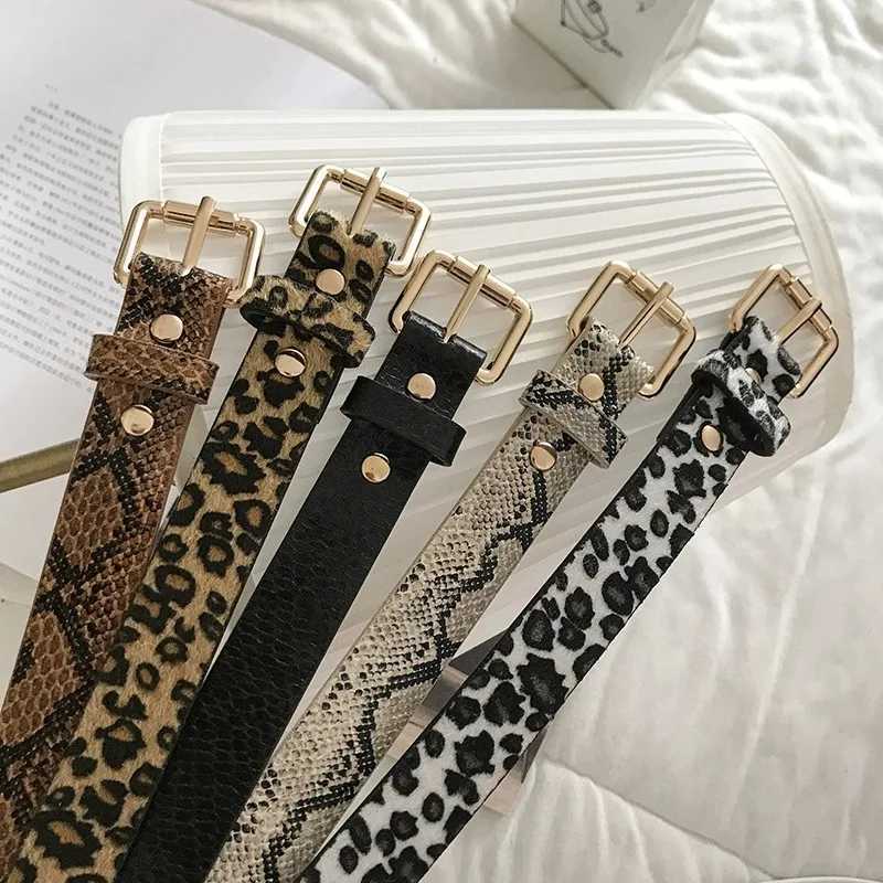 Leopard Square Buckle Snake Pattern Belt Thin Belt Fashionable and Simple Versatile Style Jeans Decoration Instagram Belt for WoW251030