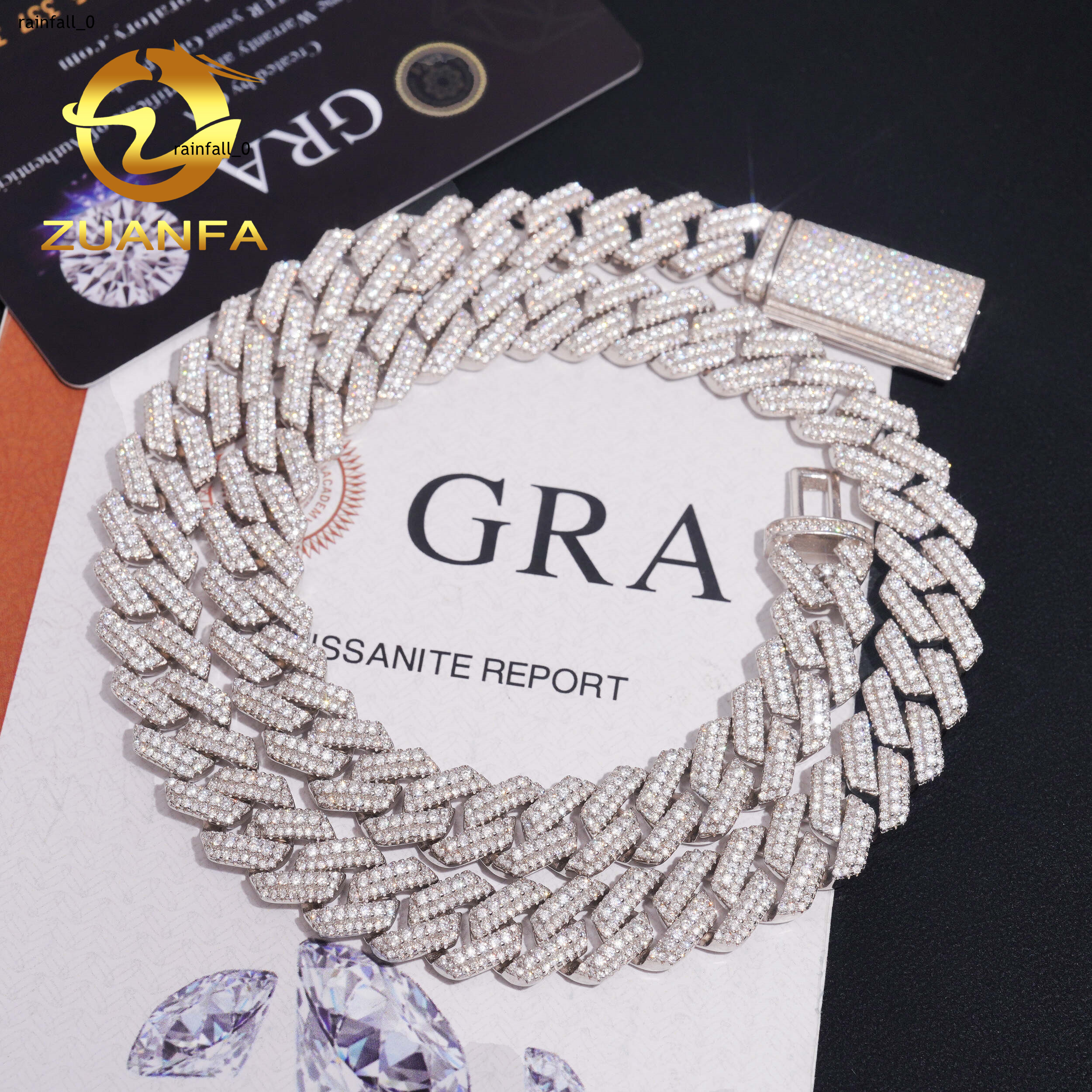 Pass Tester VVS Moissanite Lab Diamond Silver 925 Gold Plated Necklace Chain Hip Hop Iced Out Jewelry Cuban Link Bracelet Chain