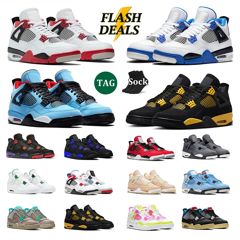 Designer Mens Womens 4s Trainers Basketball 4 Shoes Black Military Canvas Red University Blue Thunder Pink Cactus Jack mens Outdoor Sports sneakers