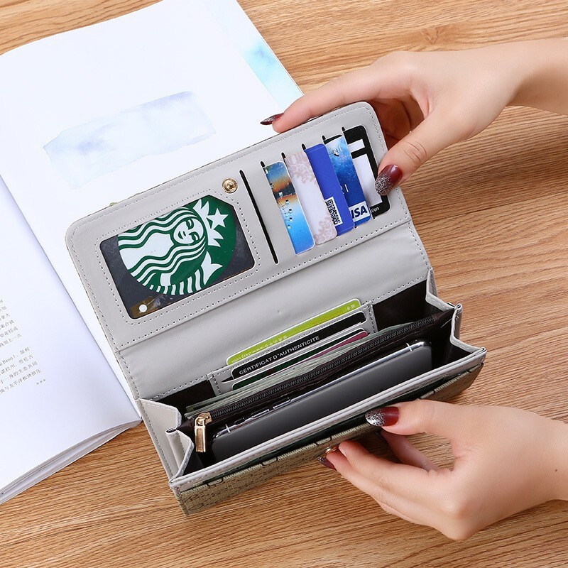 Designer Purses For Women New Unisex Travel Uxury Wallet Classic Fashionable Canvas Wallet High Capacity Snap Blue White Multiple Card Slots Card Hold