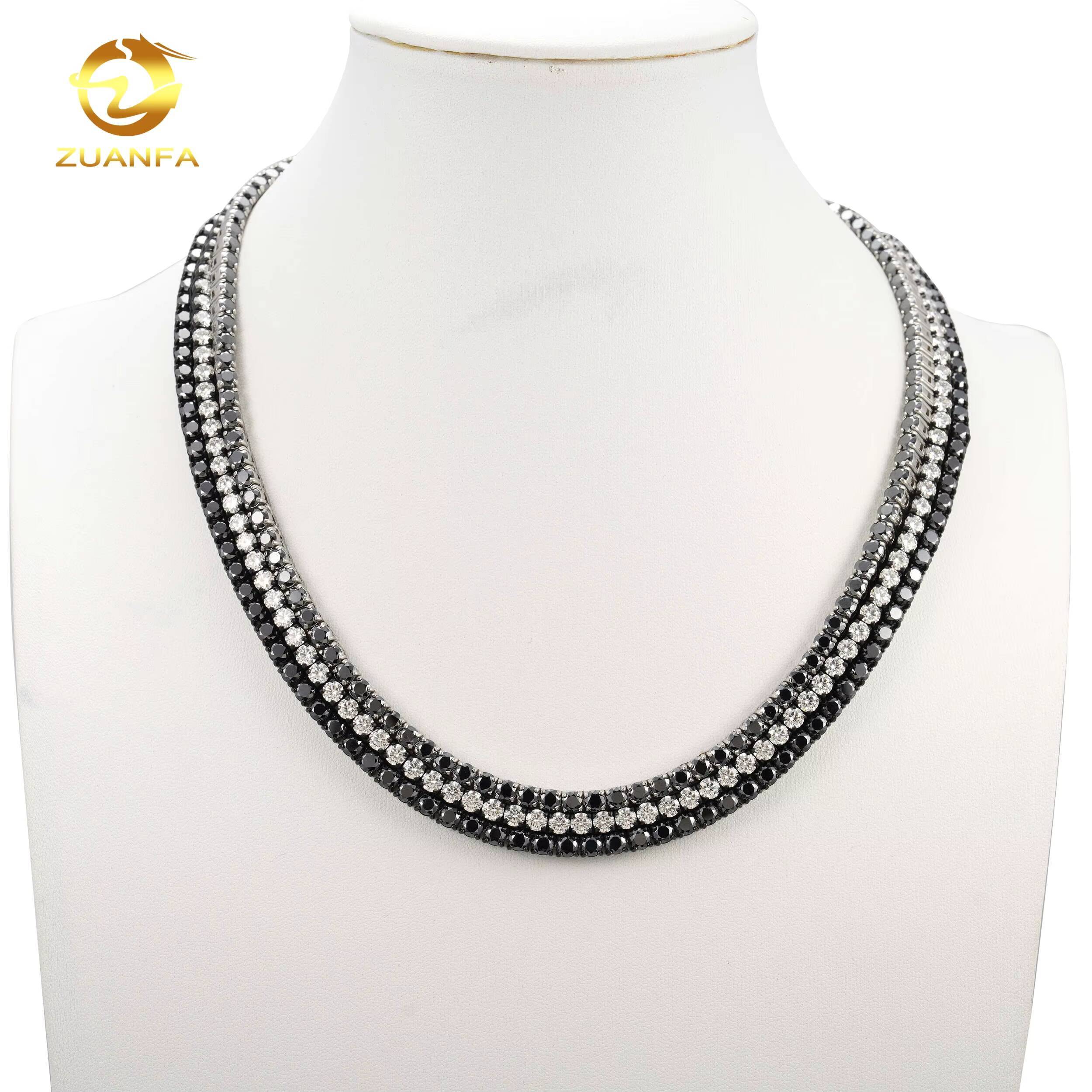 Black Gold Plated 4mm Diamond Hip Hop Moissanite Jewelry Iced Out VVS Moissanite Necklace 316L Stainless Steel Tennis Chain