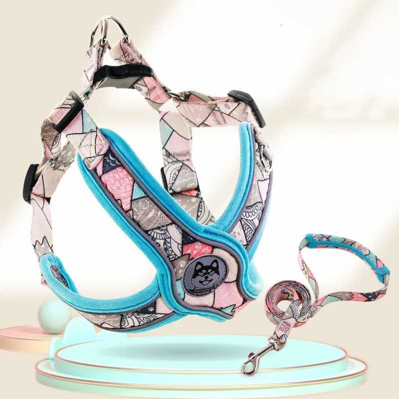 New Pets Dogs Accessories Luminous Adjustable Harness For Dogs Puppy Vest Collar Leash French Bulldog Medium Small Large Dog C251031