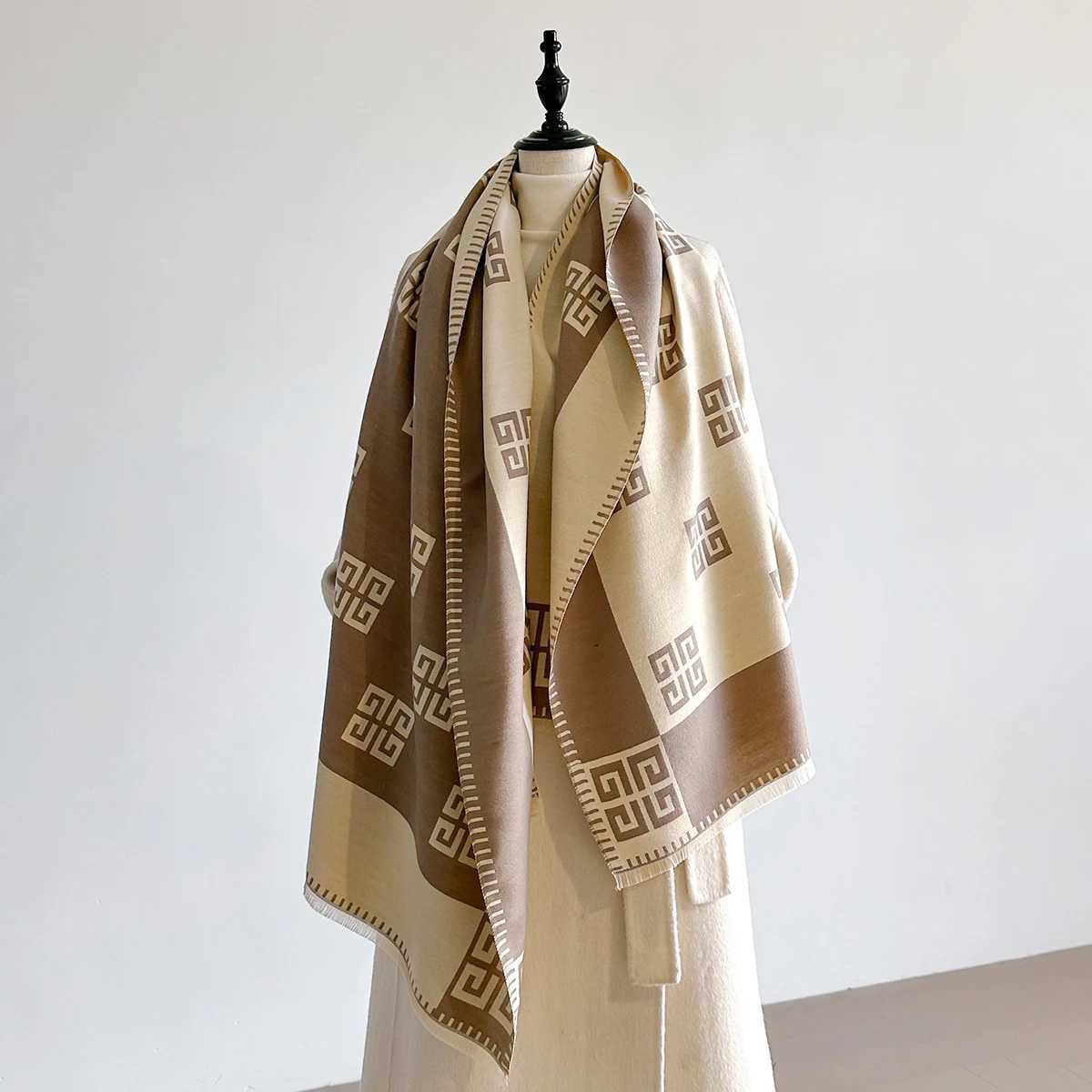 2025 Latest Design Winter TwoSided Jacquard Cashmere Scarves High Quality Women Thicken Wrap Shawl Ladies Wool Scarf C251031
