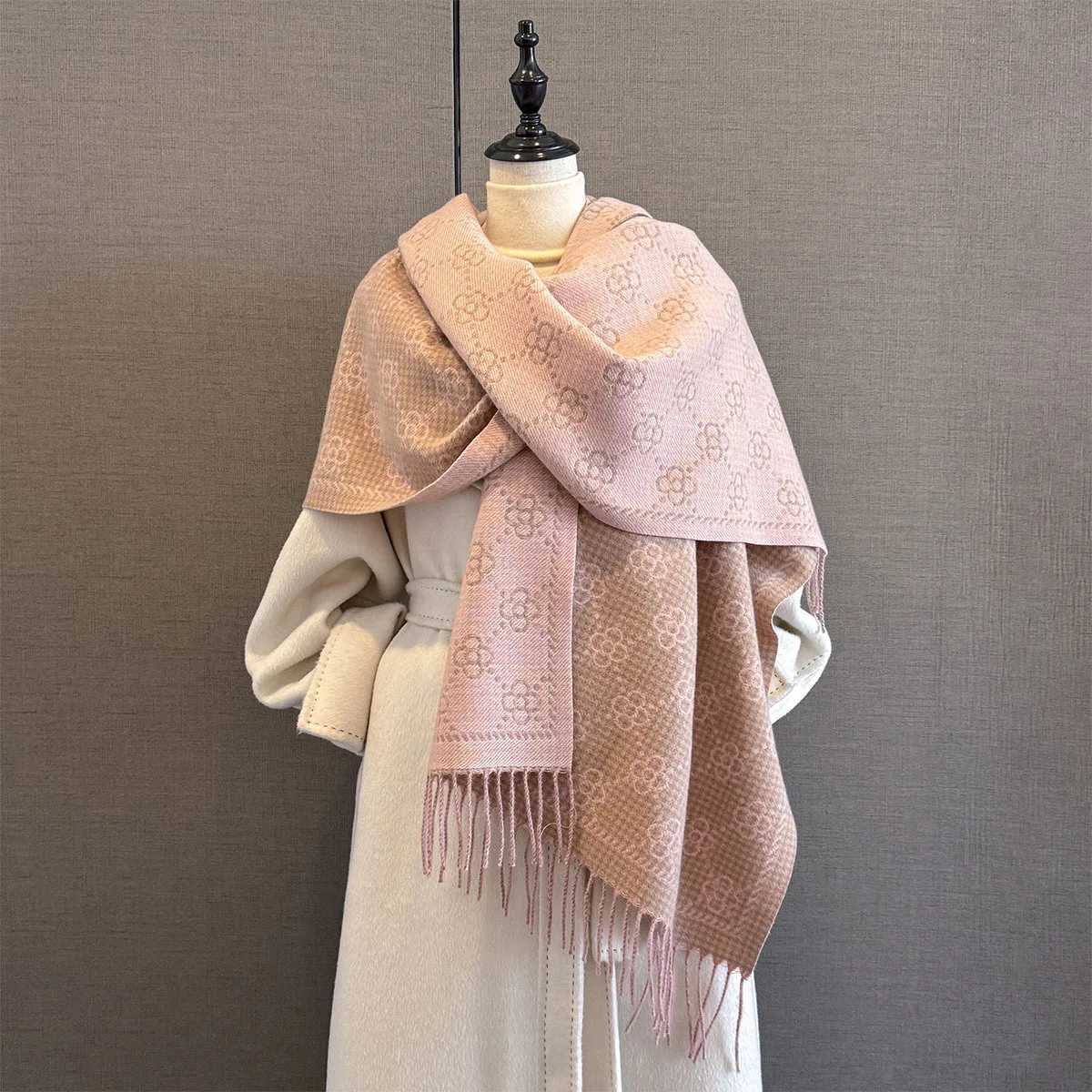 Luxury Duplex Printing Winter Cashmere Scarf Women Warm Long Tassel Scarves Female Print Shawl Thick Foulard Bufanda C251031