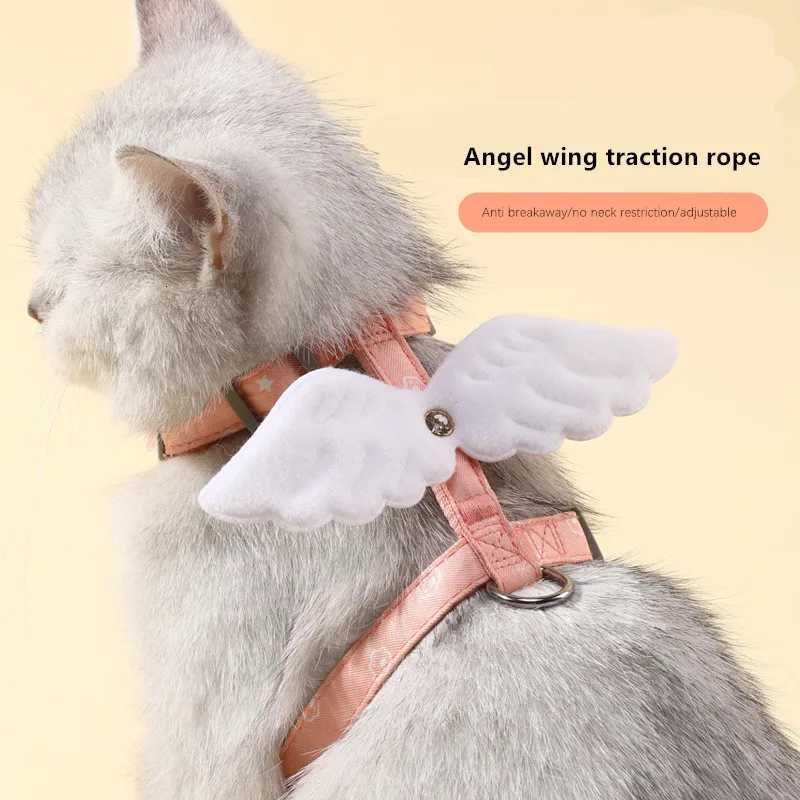 Angel Wings Pet Harness Adjustable Dog Cat Chest Set Cute Collar Safety Belt Outdoor Walking Leash Rope Dog Accessories C251031