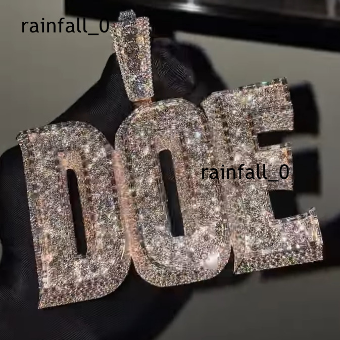 3D Custom Letter Pendant Hip Hop Jewelry Moissanite Iced Out Pendant 925 Silver Moissanite Pendant Men Rapper Jewelry