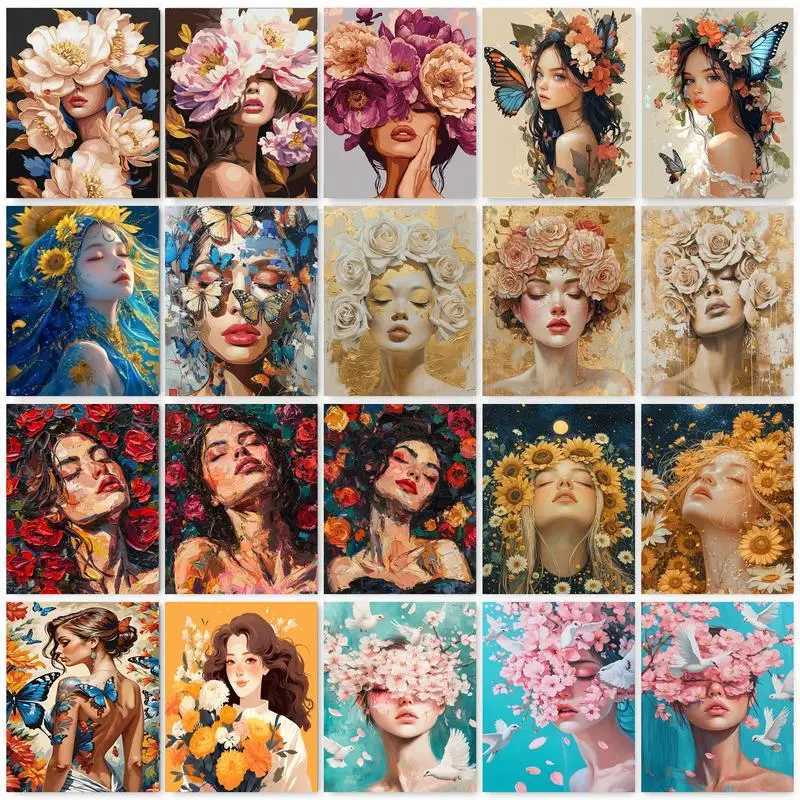 GATYZTORY Painting By Numbers Hand Girl Butterfly Flower Adult Kit Landscape DIY Acrylic Paint Canva Artwork Gift Home Decorate C251031