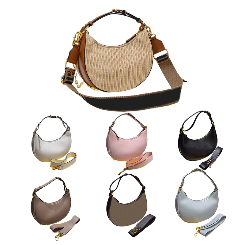 real Leather designer bag shoulder bag large capacity woman underarm bag crescent bag Lafite grass bag