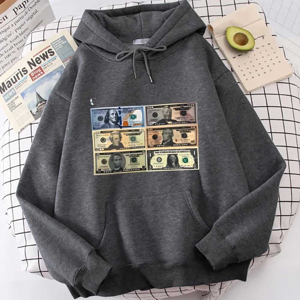 Cash Bank Notes Playful Graphic Unisex Sweatshirt Baggy Comfort Long Sleeve Tops Streetwear Male Female Autumn Winter J251031