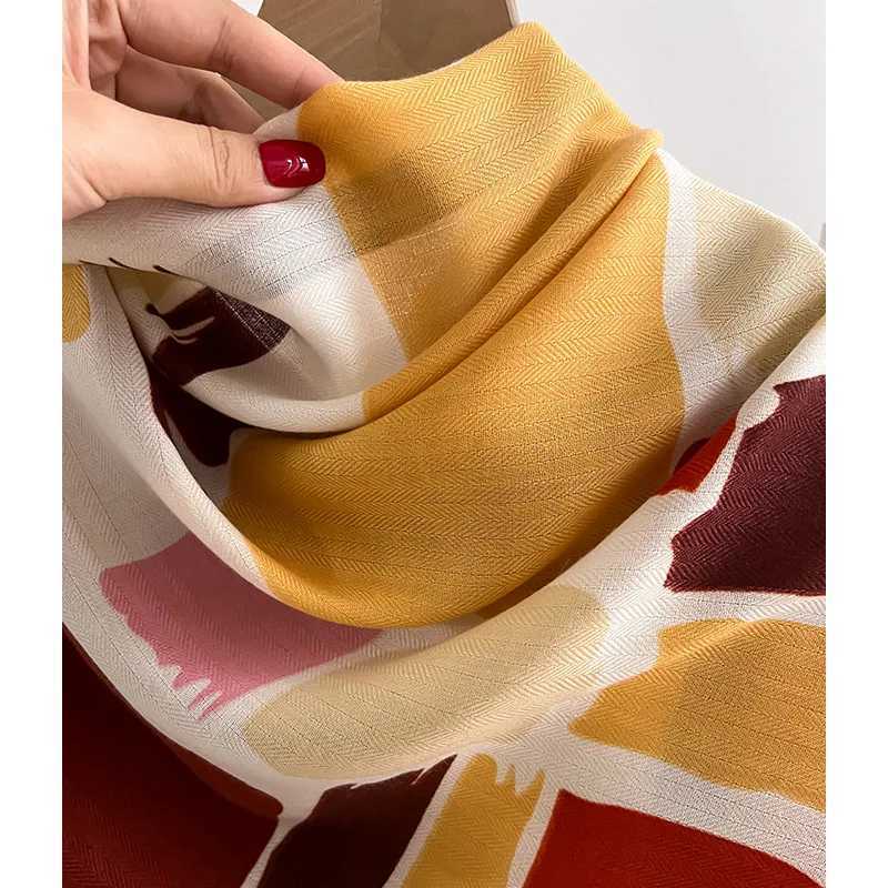 Luxury Brand Scarf Wool Cotton Shawl Lady Wrap Large Hijab Headband Scarves Autumn Winter Bufanda Foulard Beach Stoles C251031