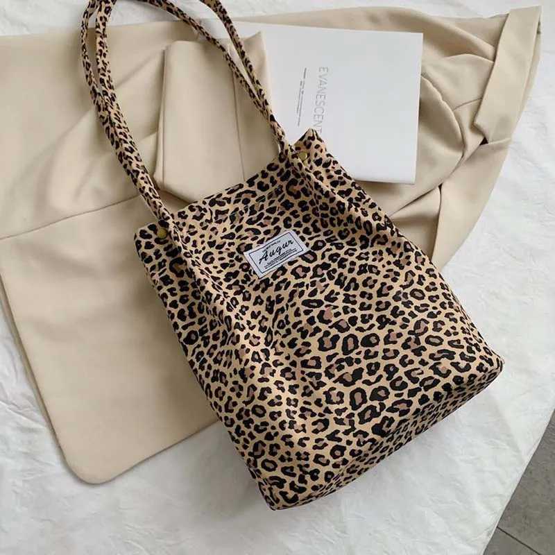 Leopard Print Casual Handbag Canvas Shoulder Bag Ladies Fashion Tote Bags W251031