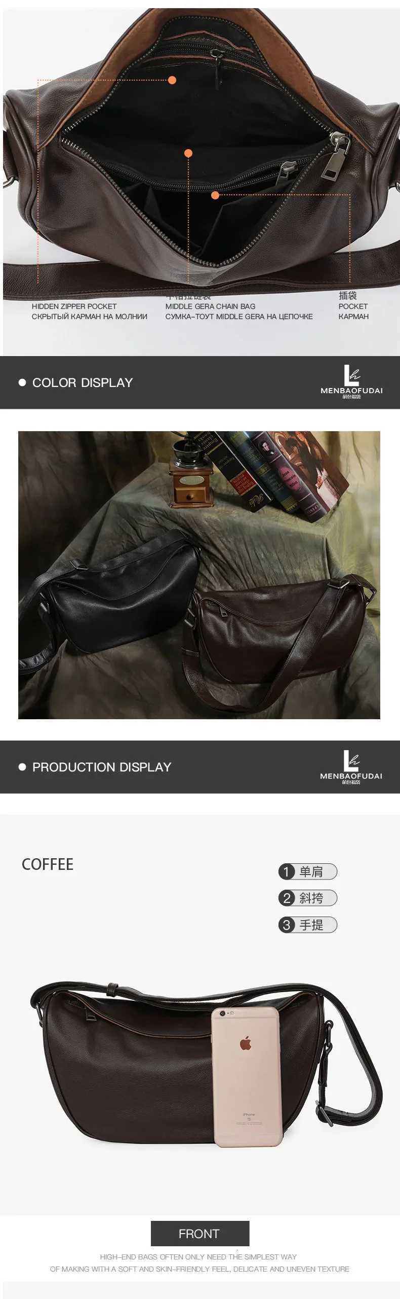 High Quality Genuine Leather Crossbody Luxury Handbag for Women Large Capacity Shoulder Bag Cowhide Retro Fashion Saddle Bag W251031