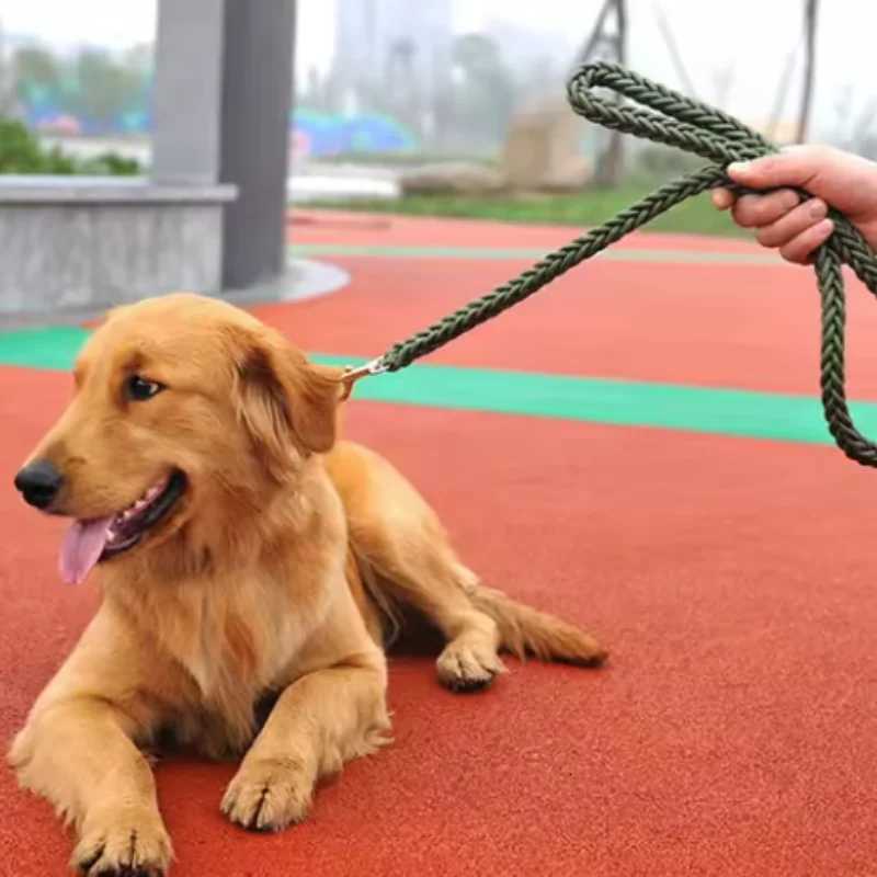 Large Dog Leash Nylon Braided Traction Rope Pet Walking Thick Hand Rope For Bulldog Rottweiler Hound Dogs Accessories C2510313