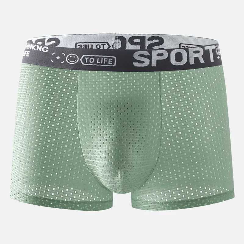 Mens Ice Silk Mesh Boxers Breathable Mesh Four Corner Pants Panties Shorts Summer Boxer Shorts Male Comfortable UnderpantsT251031