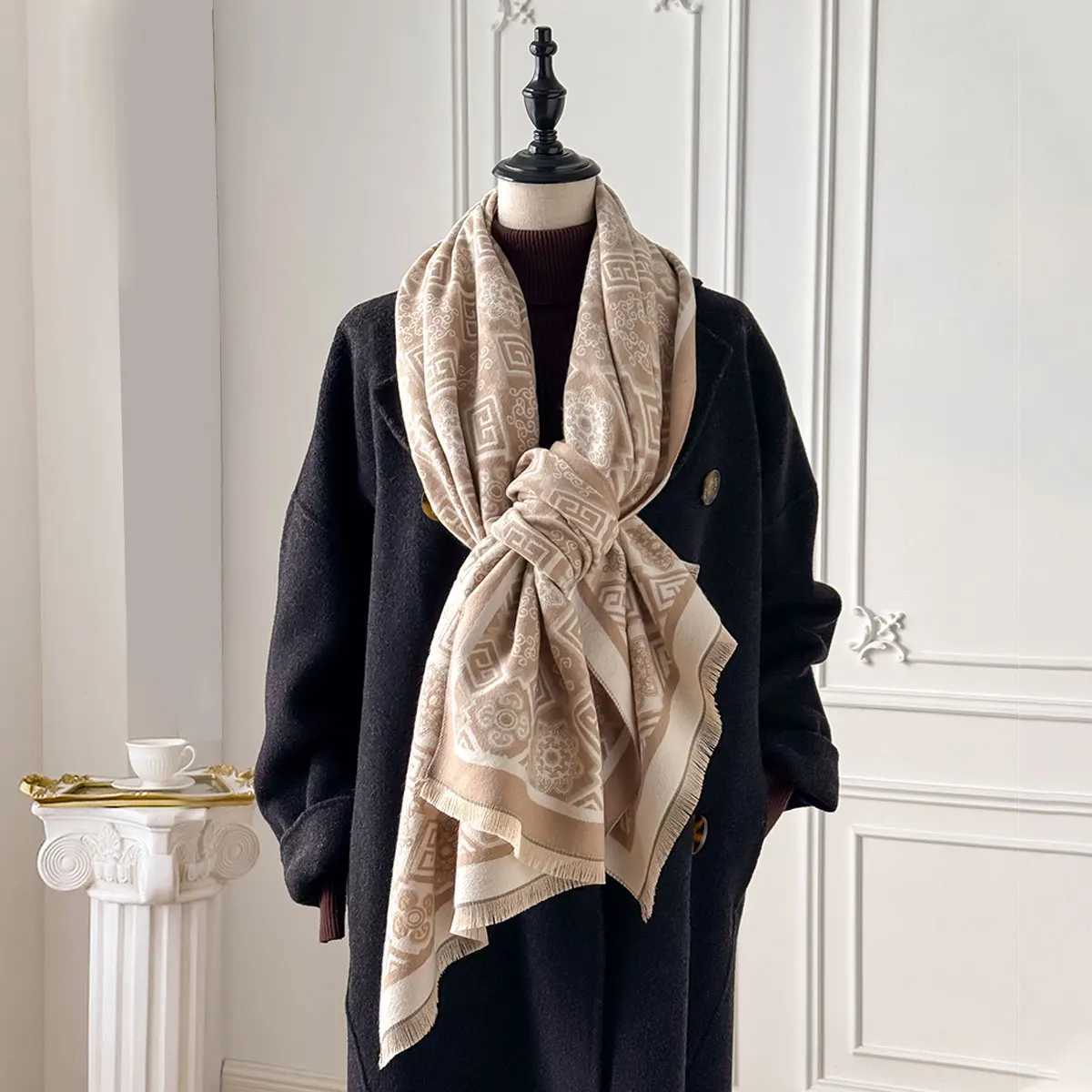 2025 New Brand Womens Fashion Printed Scarf Imitation Cashmere Soft Warm Shawl Winter Coldproof Windproof Blanket C251031