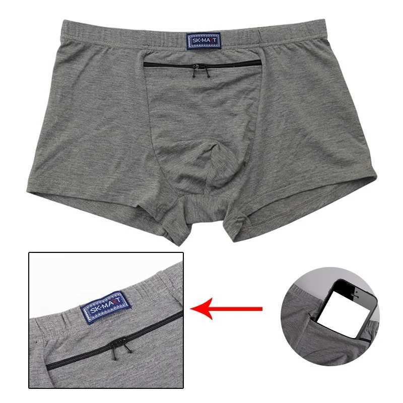 Men Boxer Sexy Hidden Pocket Secret Briefs Outdoor Sex Front Stash Pocket Soft Keep Pickpocket Proof Underwear Safe ProtectorT251031