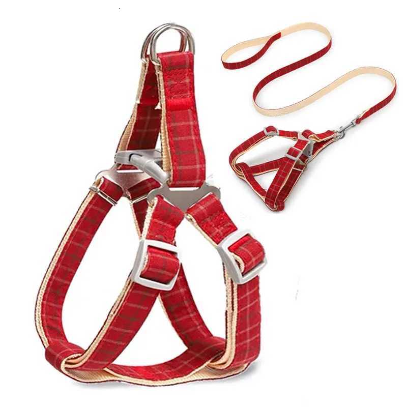 Dog Harness leash Set Grid Plaid Checked Pattern Adjustable NO Pull Dog Harness and Leash for Puppy Cat Small Large Dog Favor C251031