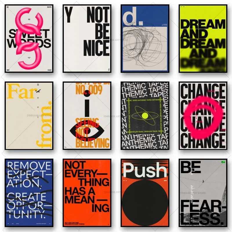 Modern Quotes Posters Retro Inspirational Words Canvas Print Calligraphy Wall Art Canvas Painting for Living Room Home Decor C251031