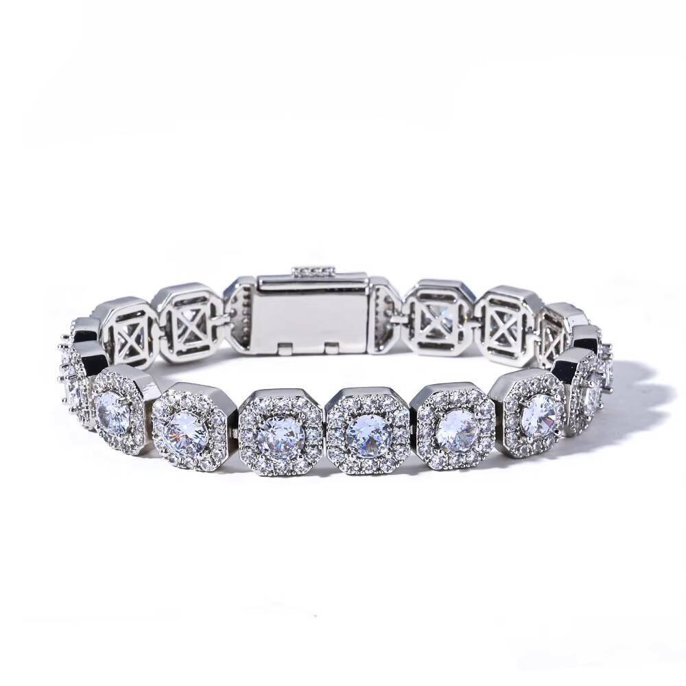 2025 Luxury Fashion Zircon Cuban Link Chains for Men Hip Hop Tennis White Gold Iced Jewelry Princess Cut Heart Shape Gold