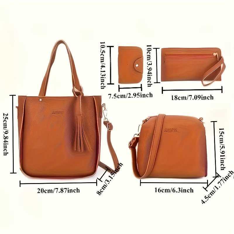 4pcs Elegant Minimalist WomenS Shoulder Bag Handbag Crossbody Bag Women Storage Bag Holiday Gift Synthetic Zipper Closure W251031