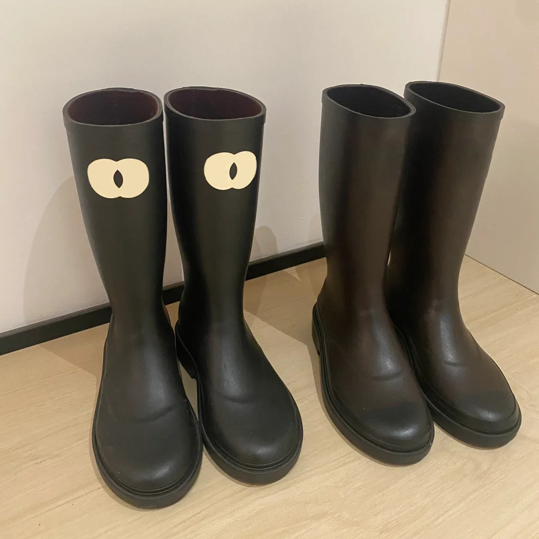 Brand Designer Square Toe Women Rain Boots Thick Sole Ankle Boost Excellent Quality Winter Women Rubber Boot Fashion shoes