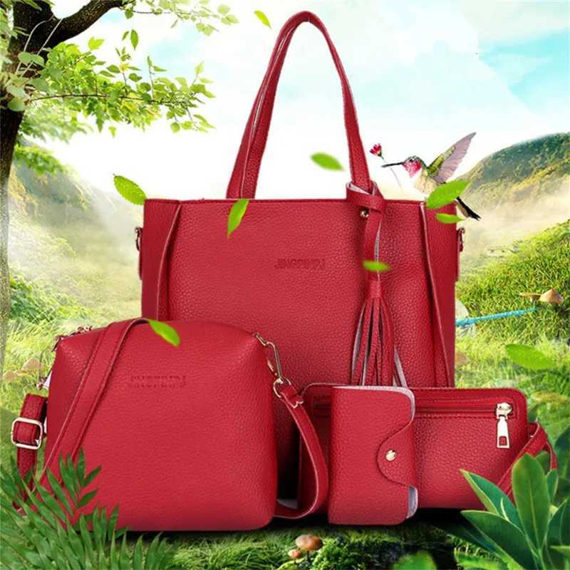 4pcs Elegant Minimalist WomenS Shoulder Bag Handbag Crossbody Bag Women Storage Bag Holiday Gift Synthetic Zipper Closure W251031